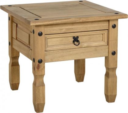 Corona Lamp Table - Distressed Waxed Pine