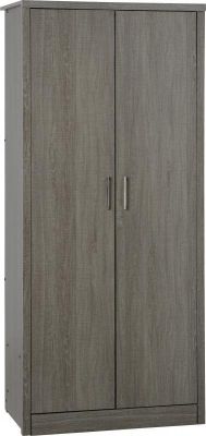 Lisbon 2 Door Wardrobe - 0.82m Black Wood Grain