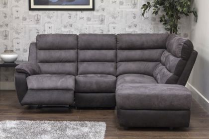 Urban Fabric Corner Recliner Chaise - Grey / Charcoal (Rec-Elm-Cor-Elm-Chais)