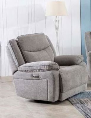 Herbert Fabric 1 Seater Electric Recliner Sofa - Light Grey