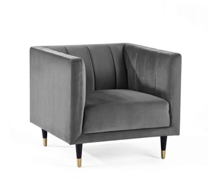 Salma Scalloped Back Chair - Grey