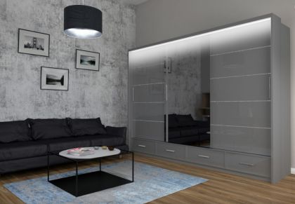 Maja Sliding Wardrobe 2.5m - Grey