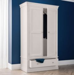 Clermont 2 Door 1 Drawer Wardrobe 1.1m - Light Grey