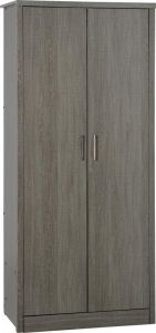 Lisbon 2 Door Wardrobe - 0.82m Black Wood Grain