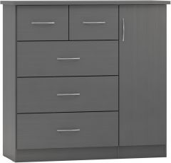 Nevada 5 Drawer Low Wardrobe 1.2m - 3D Effect Grey