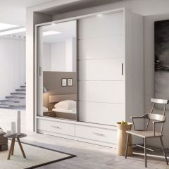 Alpha Small Sliderobe 2.0m with Led Lights - White