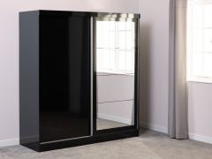 Nevada 2 Door Sliding Wardrobe 1.79m - Black Gloss